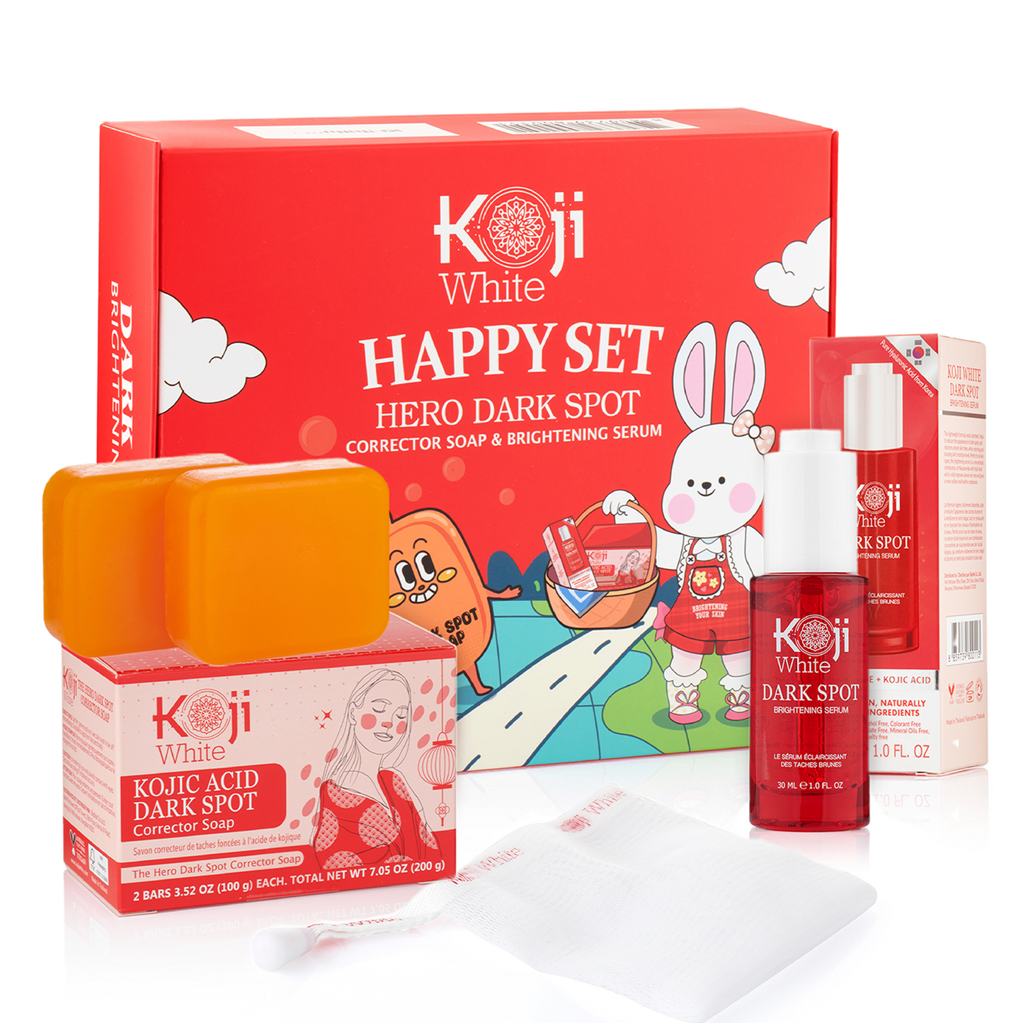 Koji White Skin Care Set – Hero Dark Spot Corrector Soap (3.52 Oz) & Dark Spot Brightening Serum (1 Fl.Oz)