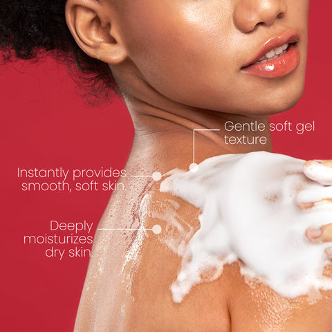 Koji White Fade Dark Spots Bundle with body wash bottles featuring clear labels and sleek packaging on a white background