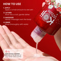 Kojiwhite kojic acid skin brightening body wash in a clear bottle with white and purple label, showing the product label and packaging.