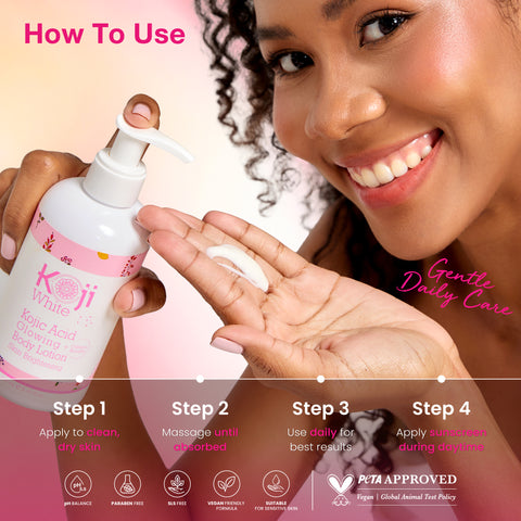 Kojic Acid & Collagen Skin Brightening Body Lotion (1 Bottles) - Koji White