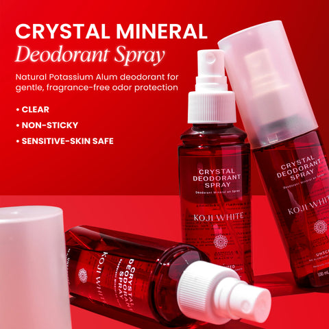 Koji White Crystal Mineral Deodorant Spray - Unscented, Vegan, 100 ml (3.38 Fl Oz )