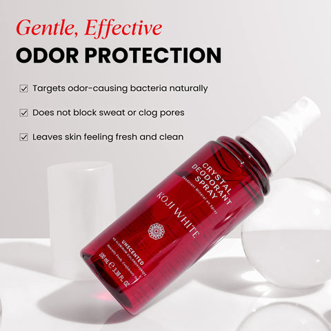 Koji White Crystal Mineral Deodorant Spray - Unscented, Vegan, 100 ml (3.38 Fl Oz )