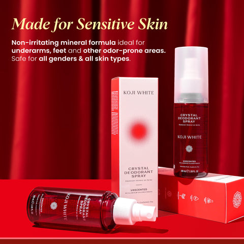 Koji White Crystal Mineral Deodorant Spray - Unscented, Vegan, 100 ml (3.38 Fl Oz )