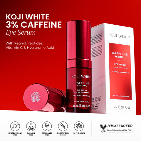 3% Caffeine Eye Serum with 0.2% Retinol, Peptides for Puffiness & Dark Circles 15 ML (0.50 Fl Oz)