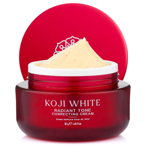 Koji White Pigment Face Correction Kit bundle with face creams and applicators for skin tone correction and brightening.