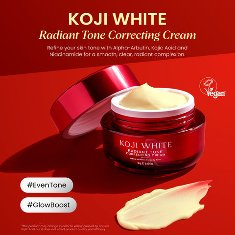 Koji White Radiant Tone Correcting Cream - Face Moisturizer, Unscented, Vegan, 30 g (1.05 Oz) - Koji White