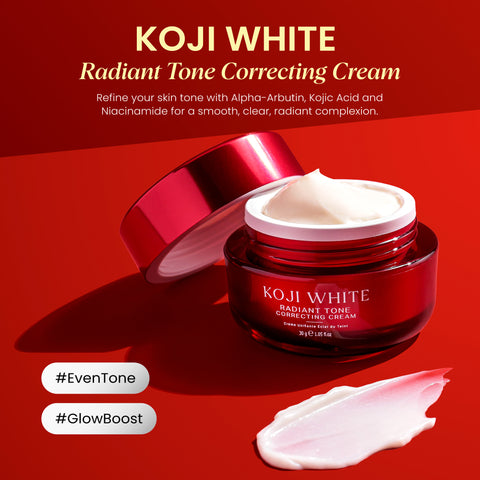 Koji White Radiant Tone Correcting Cream - Face Moisturizer, Unscented, Vegan, 30 g (1.05 Oz)