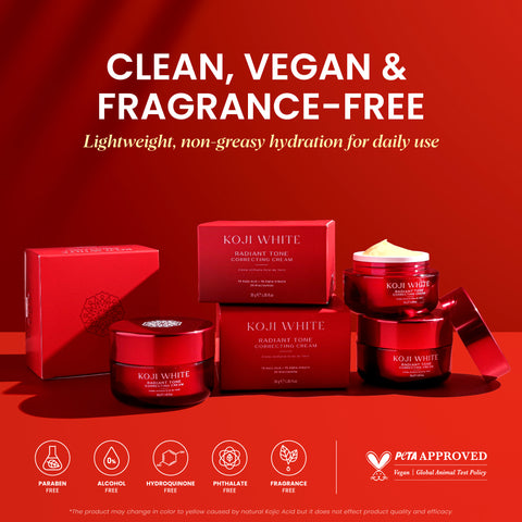 Koji White Radiant Tone Correcting Cream - Face Moisturizer, Unscented, Vegan, 30 g (1.05 Oz) - Koji White