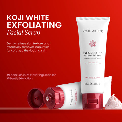 Koji White Exfoliating Facial Scrub, Gentle Face Wash - Unscented, Vegan, 100ml (3.38 Fl Oz)
