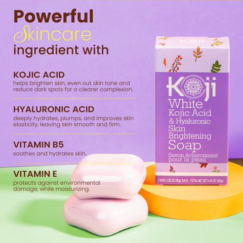 Kojic Acid & Hyaluronic Acid Brightening Soap (2 Bars) - Koji White
