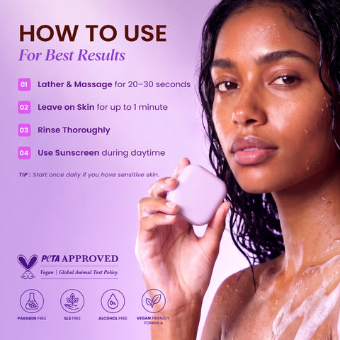Two bars of Kojiwhite Kojic Acid and Hyaluronic Acid brightening soap, showing the packaging and product details.