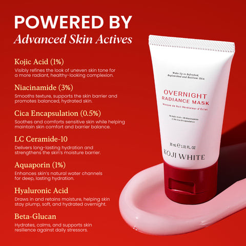 Koji White Radiance Overnight Face Mask - Unscented, Vegan 30 ml (1.01 Fl Oz)