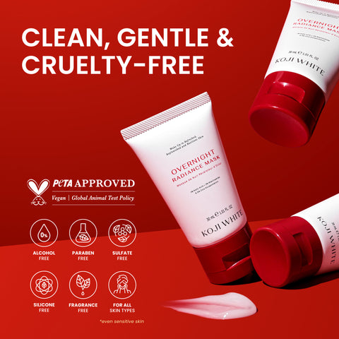 Koji White Radiance Overnight Face Mask - Unscented, Vegan 30 ml (1.01 Fl Oz)