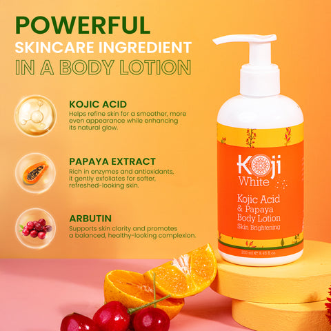 Kojic Acid & Papaya Skin Brightening Body Lotion (2 Bottles) - Koji White