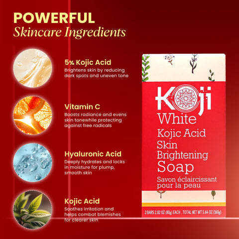 Koji White Pigment Face Correction Kit bundle with skincare products for uneven skin tone correction.