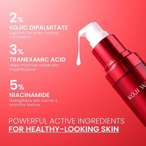 Koji White Pigment Face Correction Kit bundle with serums and skincare products for even skin tone and pigmentation correction.