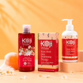 Koji White Fade Dark Spots Bundle featuring skincare products to reduce dark spots and improve skin clarity.