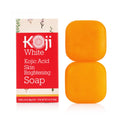Two bars of KojiWhite Pure Kojic Acid Skin Brightening Soap, gentle bar soap for skin whitening and brightening.
